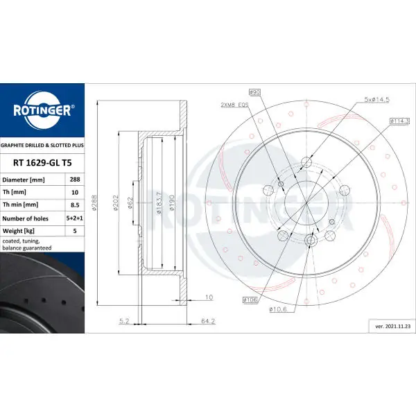 Brzdový kotouč ROTINGER RT 1629-GL T5 Horká Nabídka