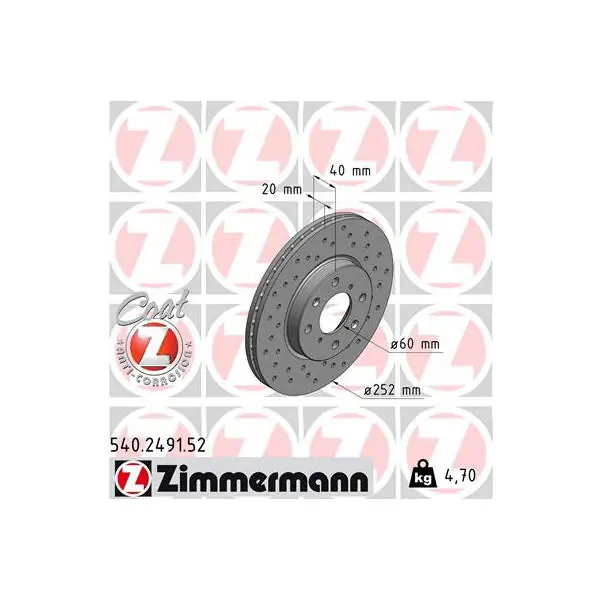 Brzdový kotouč ZIMMERMANN 540.2491.52 Originální