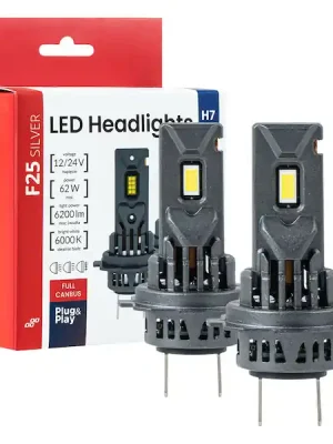 Sezónní Sleva LED žárovky hlavního svícení Série F25 SILVER FULL CANBUS H7/H18 62W 12V 24V AMIO-04704
