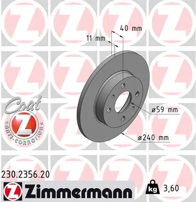 Brzdový kotouč ZIMMERMANN 230235620 Odeslání Ihned