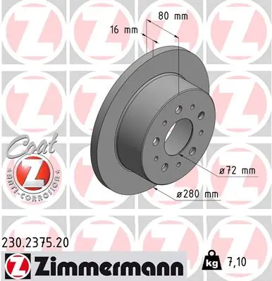 Brzdový kotouč ZIMMERMANN 230237520 Originální