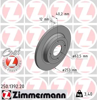Brzdový kotouč ZIMMERMANN 250139220 Novinka