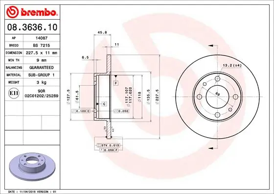 Novinka Brzdový kotouč BREMBO 08363610