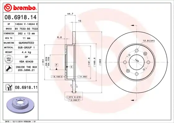 Brzdový kotouč BREMBO 08691811 Pouze Dnes