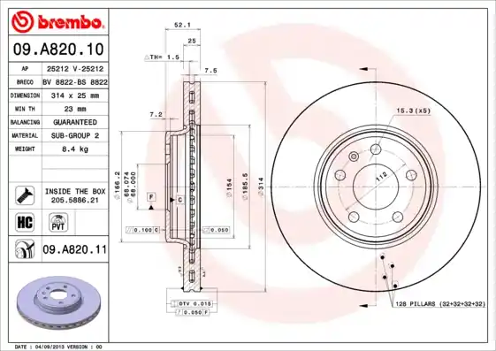 Bezpečná Platba Brzdový kotouč BREMBO 09A82011