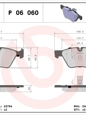 Sada brzdových destiček, kotoučová brzda BREMBO P06060 Zlevněný