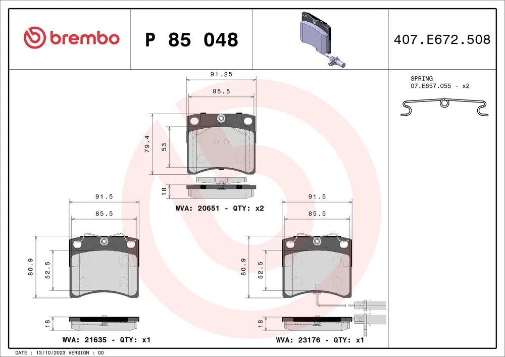 Sada brzdových destiček, kotoučová brzda BREMBO P85048 Finální Výprodej