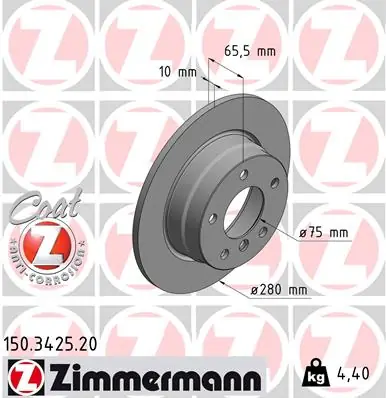 Brzdový kotouč ZIMMERMANN 150342520 Vysoce Kvalitní