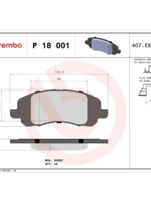 Sada brzdových destiček, kotoučová brzda BREMBO P 18 001 Akční Cena