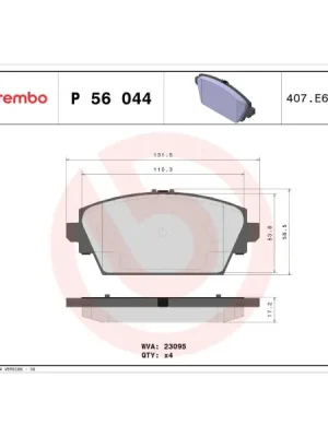 Nejlepší Volba Sada brzdových destiček, kotoučová brzda BREMBO P 56 044