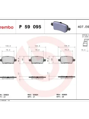 Sada brzdových destiček, kotoučová brzda BREMBO P 59 095 Dokud Zásoby Vydrží