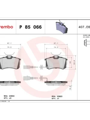 Bezpečná Platba Sada brzdových destiček, kotoučová brzda BREMBO P 85 066