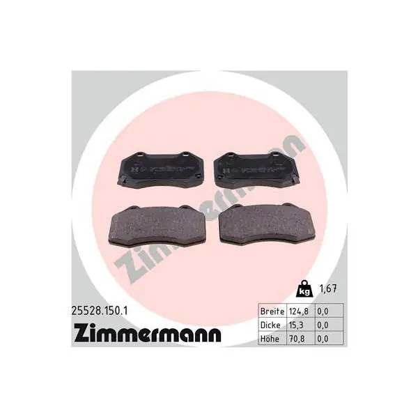 Omezená Nabídka Sada brzdových destiček, kotoučová brzda ZIMMERMANN 25528.150.1